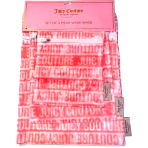 Juicy Couture Block Logo Set of 3 Mesh Wah Bags - Picture 2 of 4